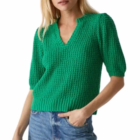 Gemma Puff Sleeve Sweater In Kelly Layered Style Wear Cozy Layered Wear