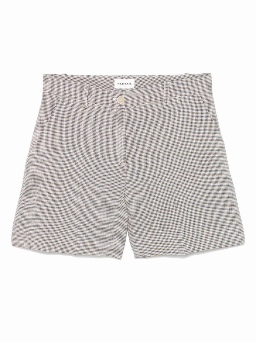 Checked Linen Bambu Shorts With Belt Loops Chafe Resistant Edges Fan gear