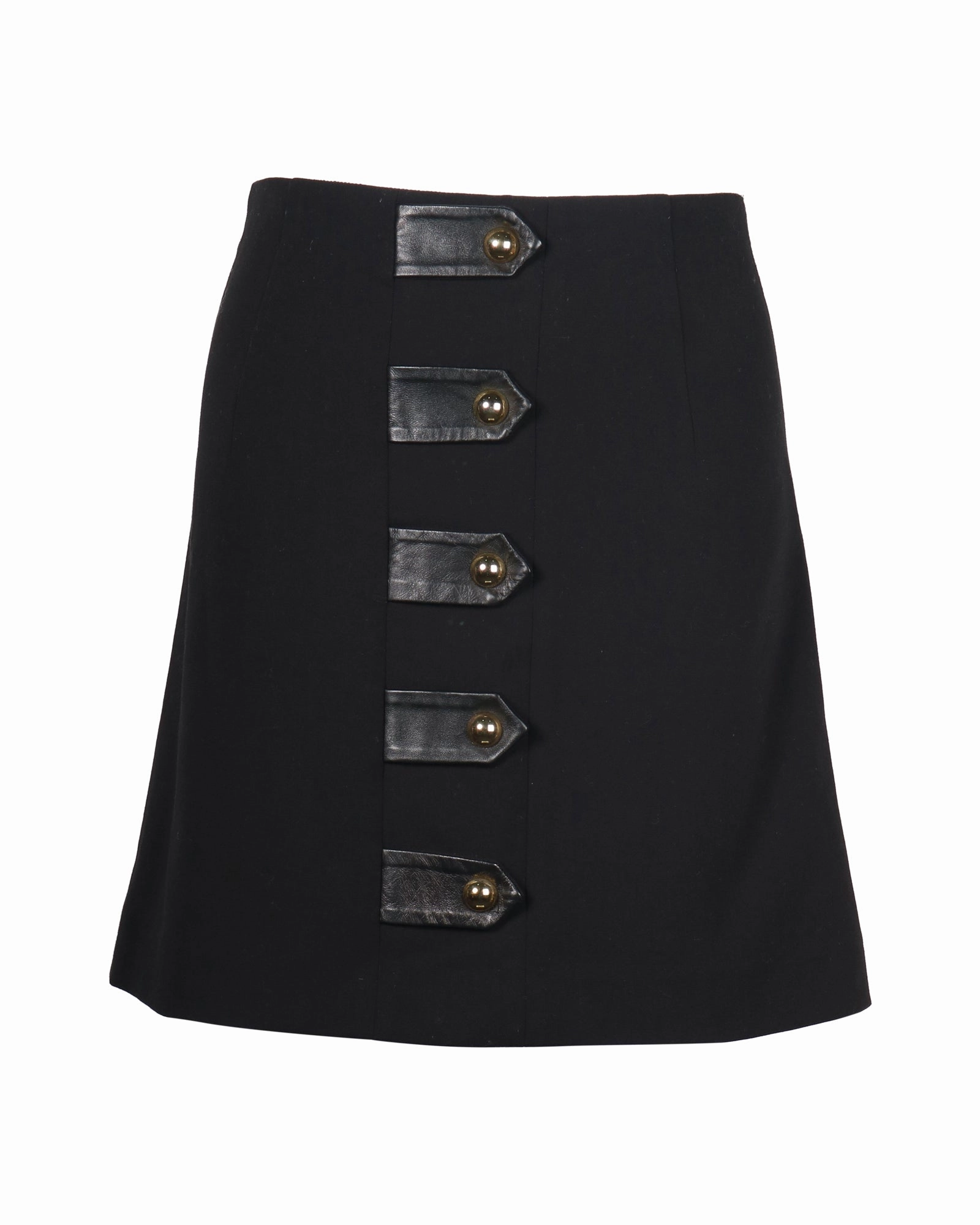Everyday Essential Sandro Leather Detail Mini Skirt in Black Polyester
