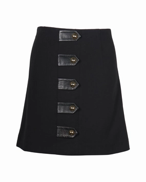 Everyday Essential Sandro Leather Detail Mini Skirt in Black Polyester