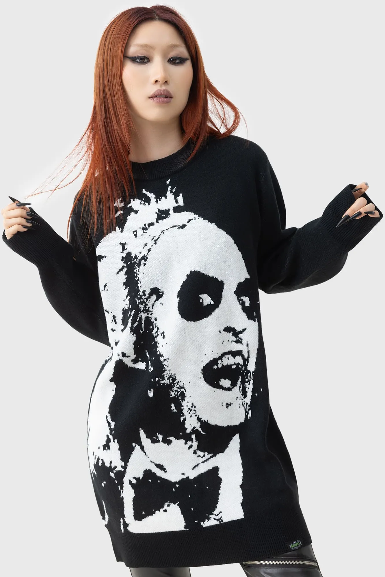 Ghost With The Most Intarsia Sweater Brushed Inner Machine washable