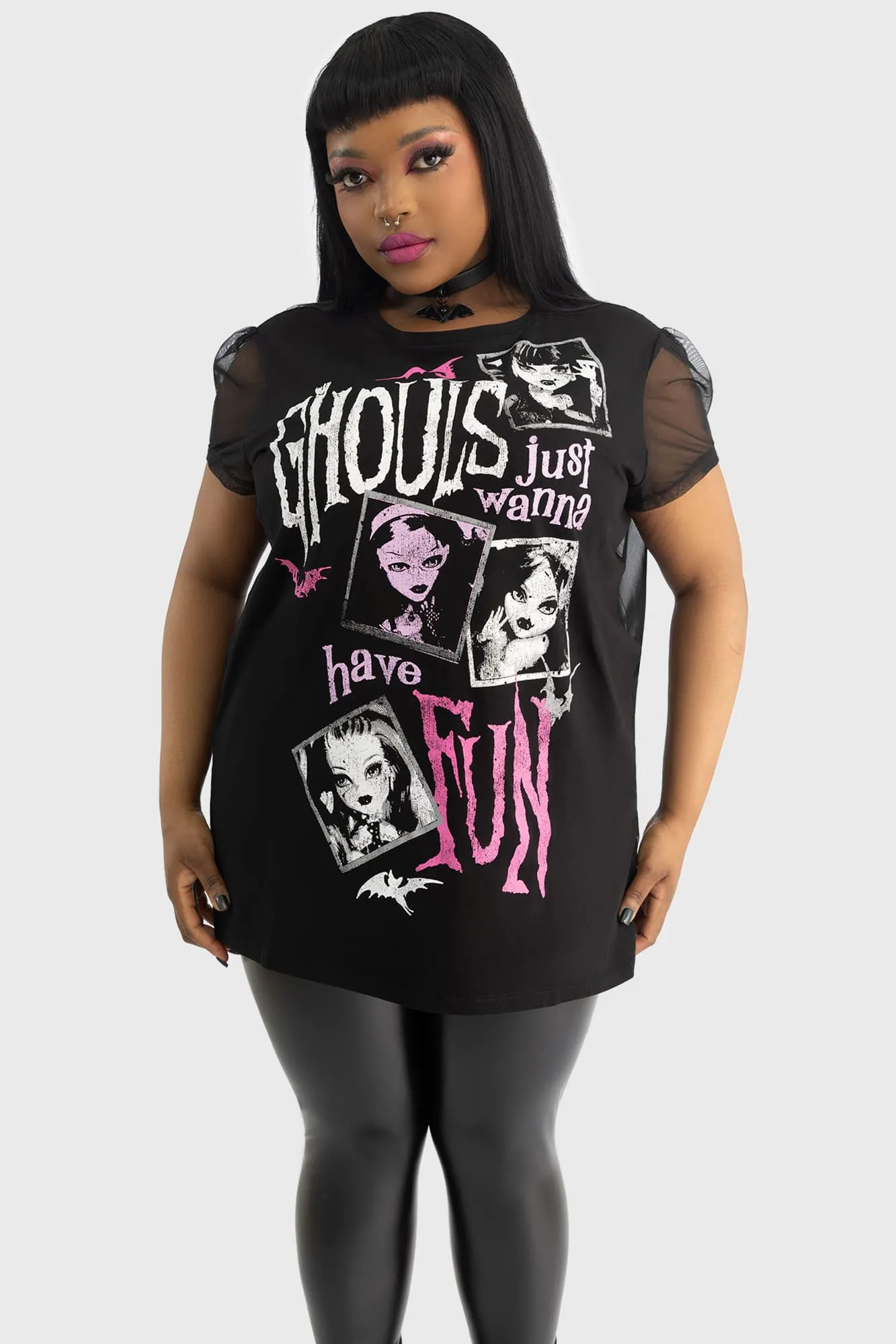 Thermal Regulating Layer Fun and Playful Ghoul Friends Sheer Combo Top
