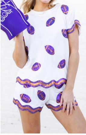 Ginny Sequin Set In Orange & Purple Convertible Length