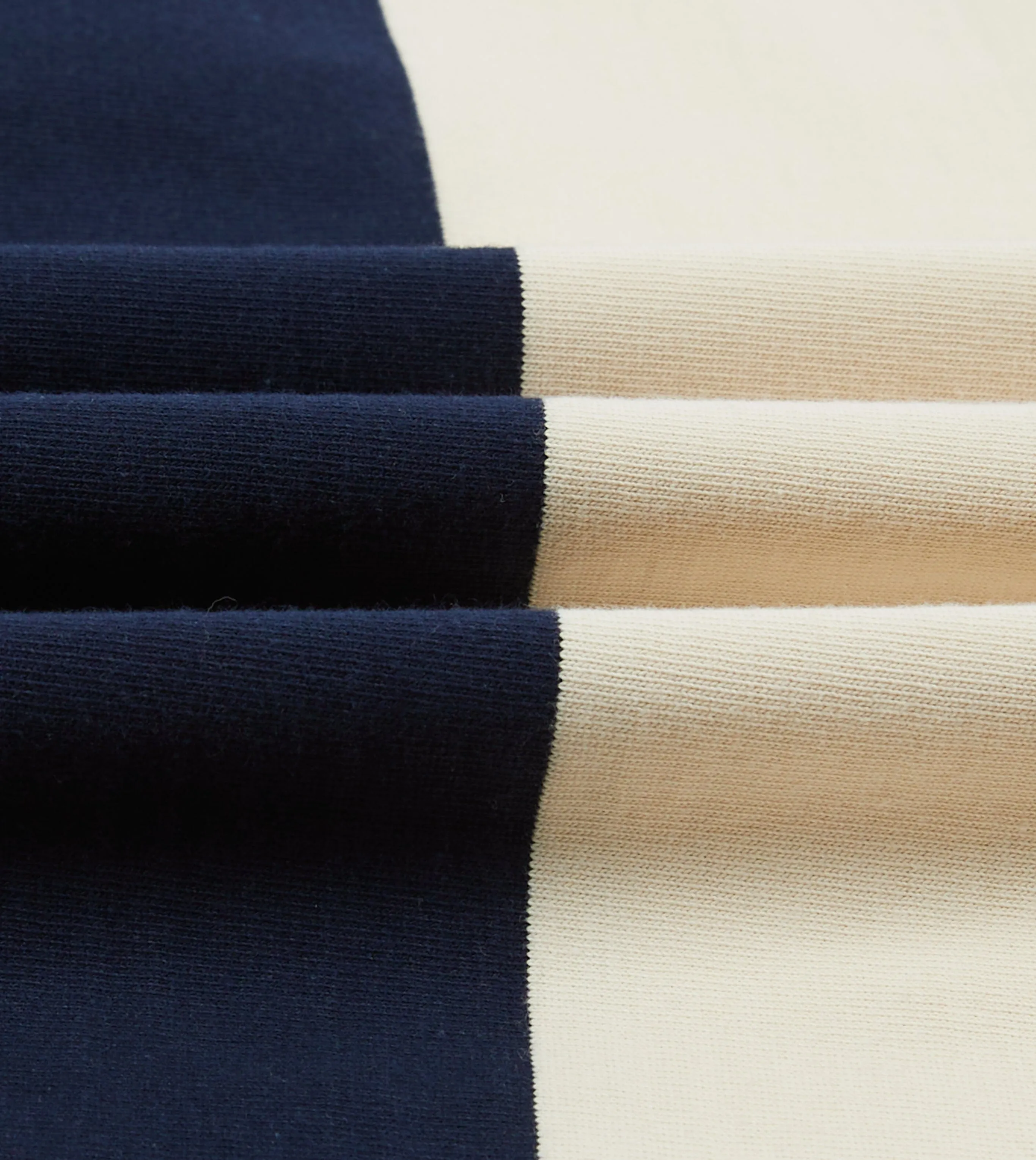 Inner Layer Navy, Red and Ecru Vertical Block Stripe Cotton Rugby Shirt