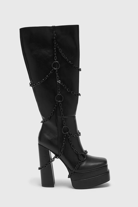 Gloomed & Doomed Knee High Boots Mud Resistant Rainy Days