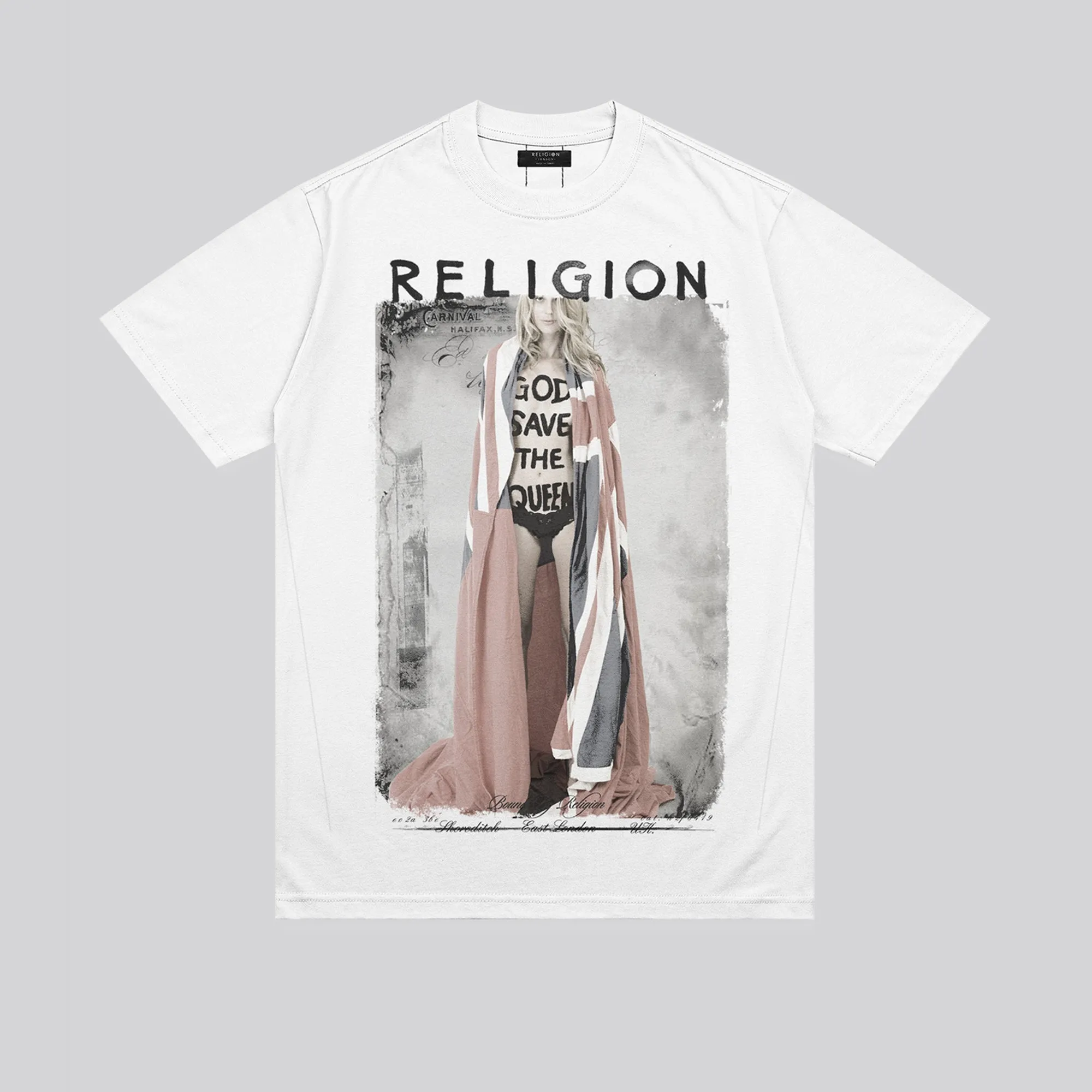 GOD SAVE THE QUEEN T-SHIRT WHITE Soft Cotton Feel Temperature Regulating Fabric