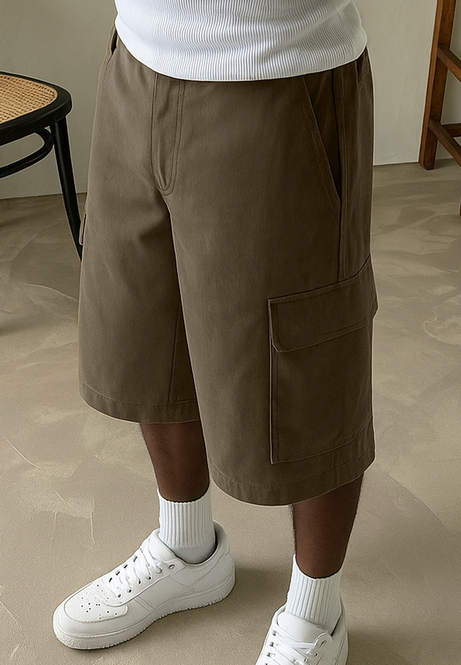 Abrasion Resistant Material Slip Resistant Inner Lining CARGO JORT HERRINGBONE KHAKI