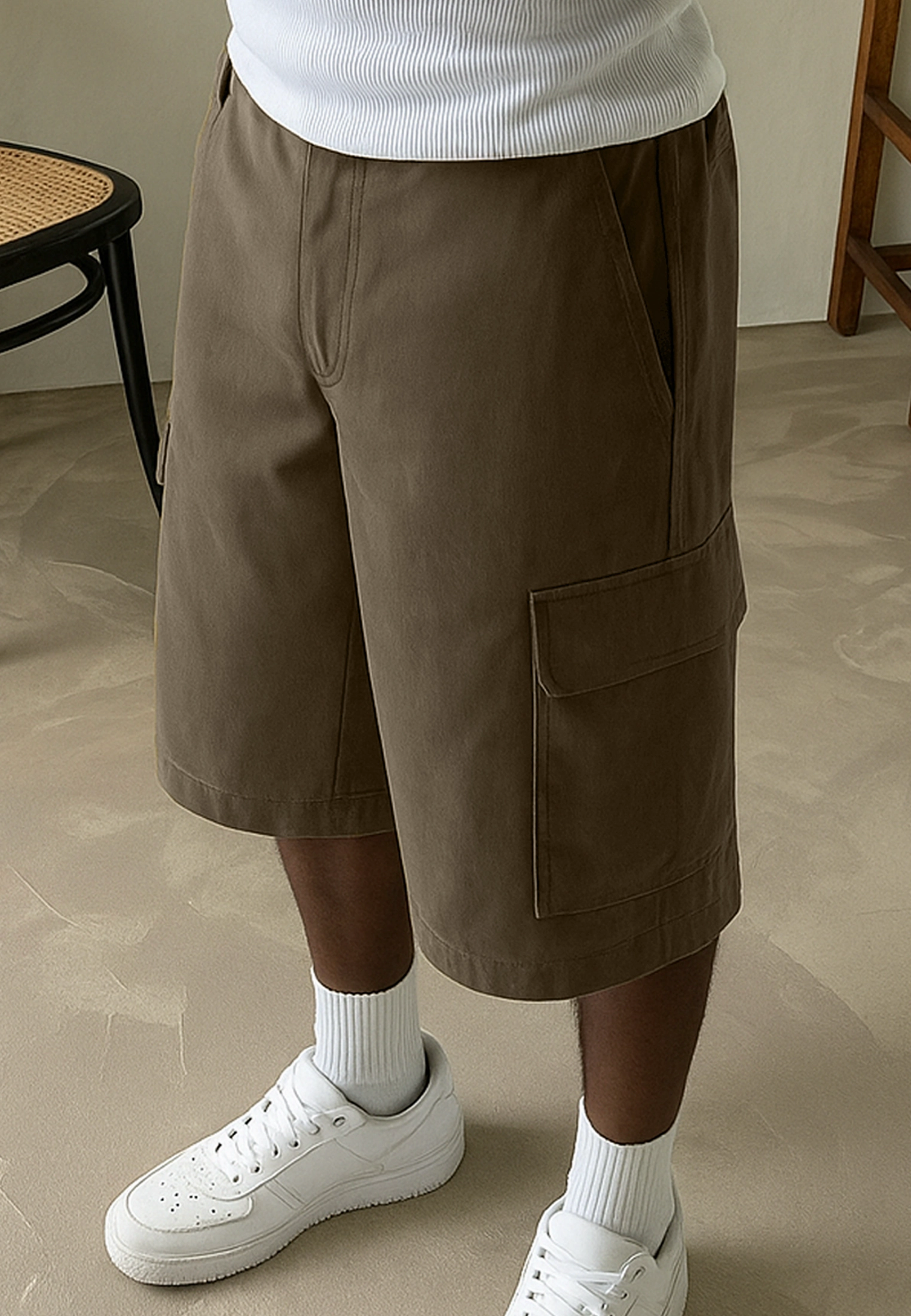 CARGO JORT HERRINGBONE KHAKI No Ride Up Technology