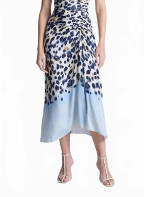 Silk Touch Grace High-Rise Mid-Length Skirt In Blue