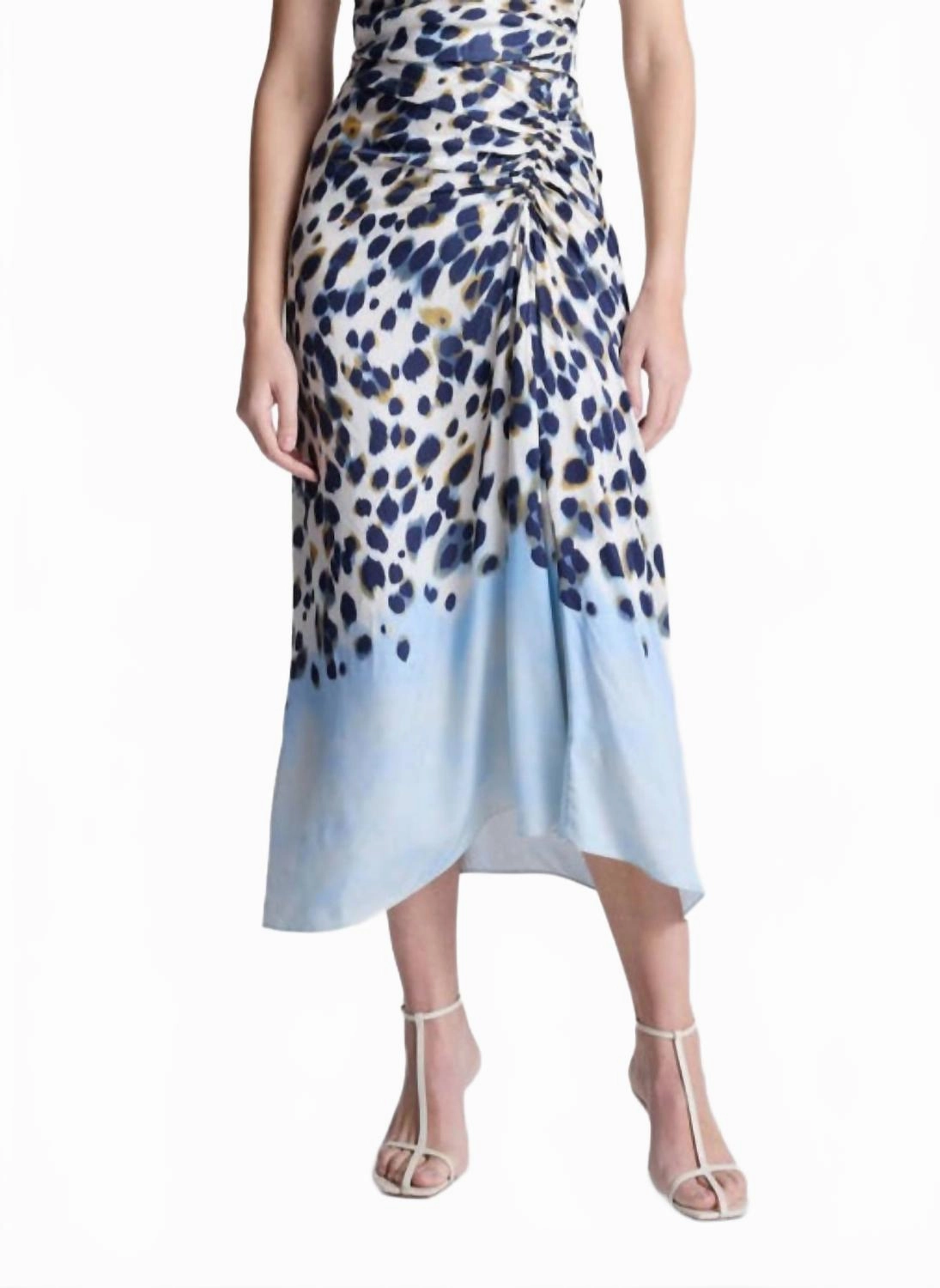 Silk Touch Grace High-Rise Mid-Length Skirt In Blue