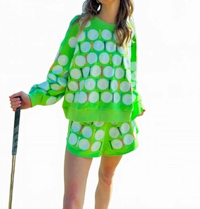 Non Restrictive Cut Travel Fit Golf Ball Tee Short In Lime Green
