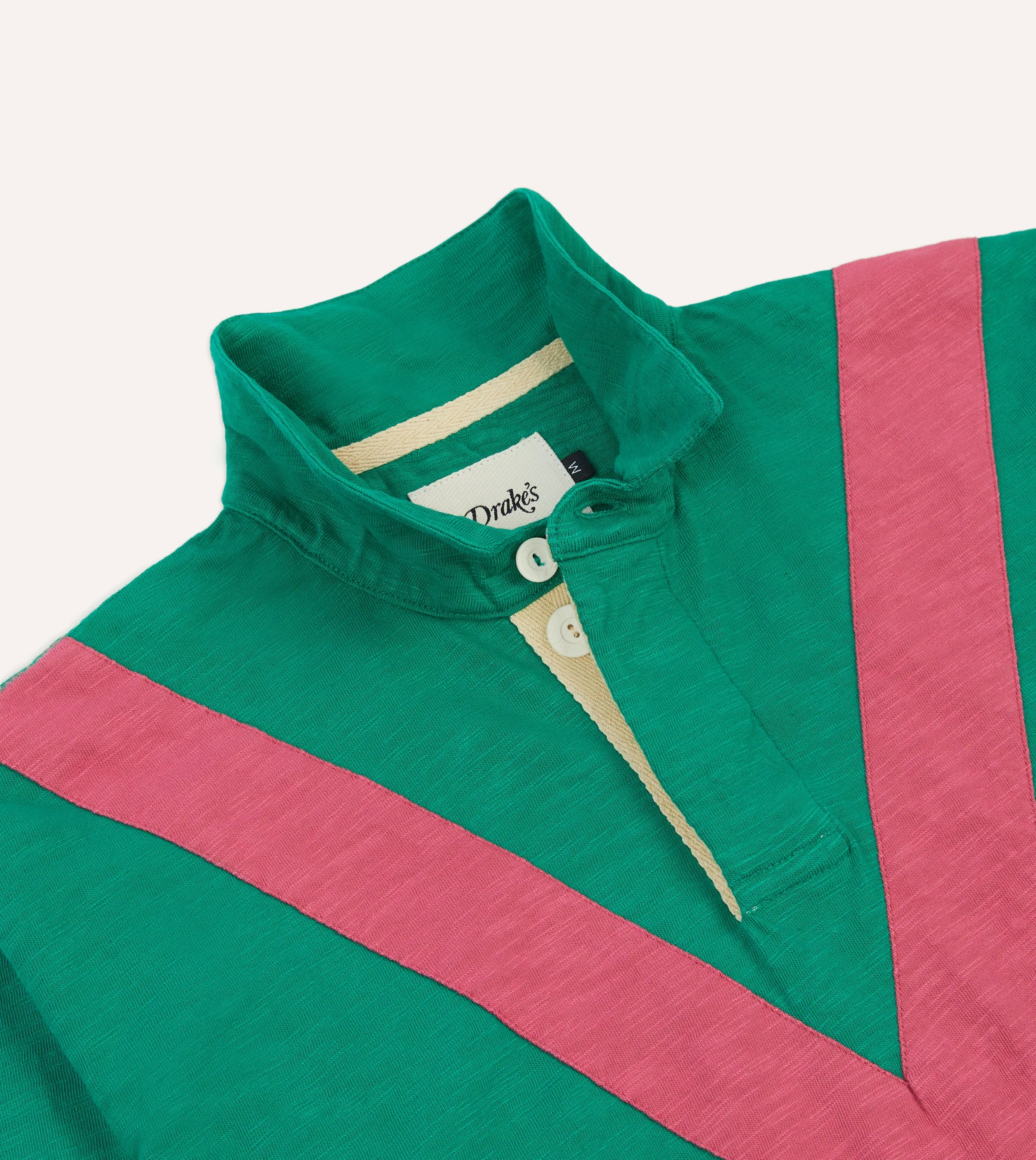 Polo Style Green and Pink Chevron Flam?? Cotton Rugby Shirt