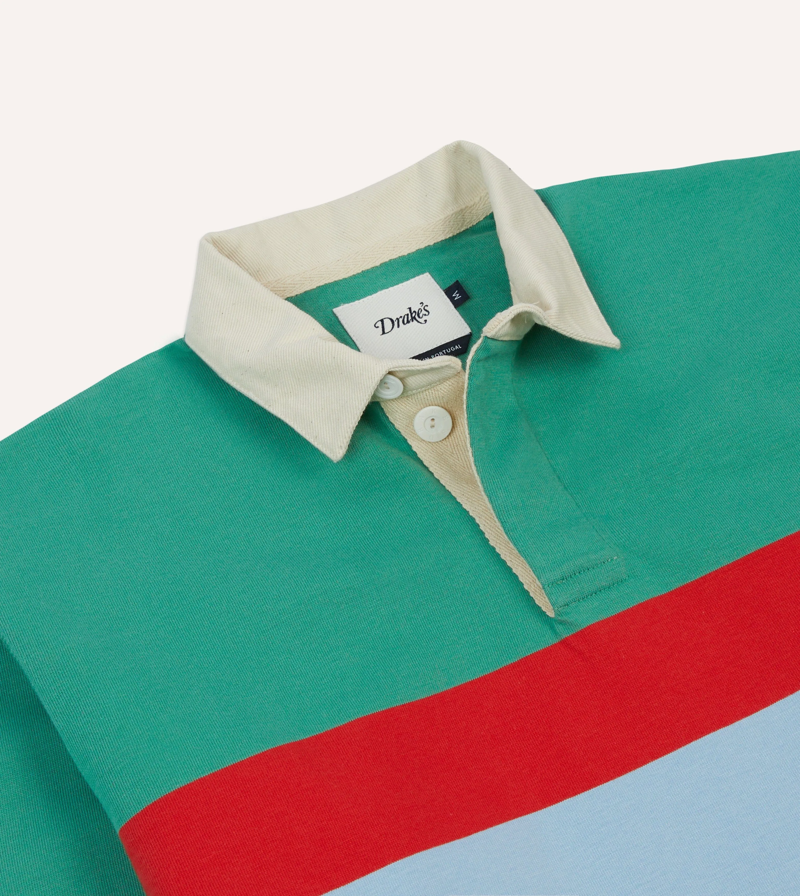 ethical fashion Fast Drying Green, Blue and Red Centre Stripe Cotton Rugby Shirt
