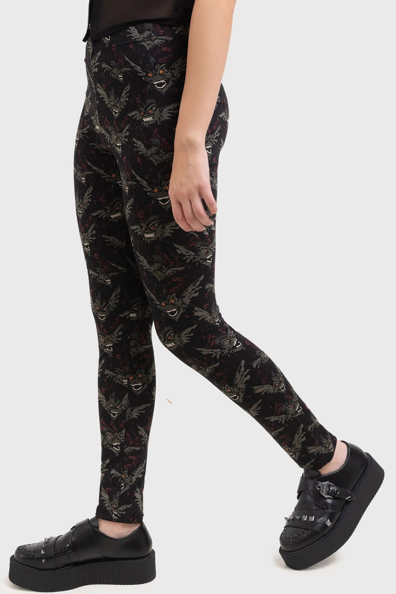 Gremlins After Midnight Leggings Winter Sports Rib Knit Shape Enhancing