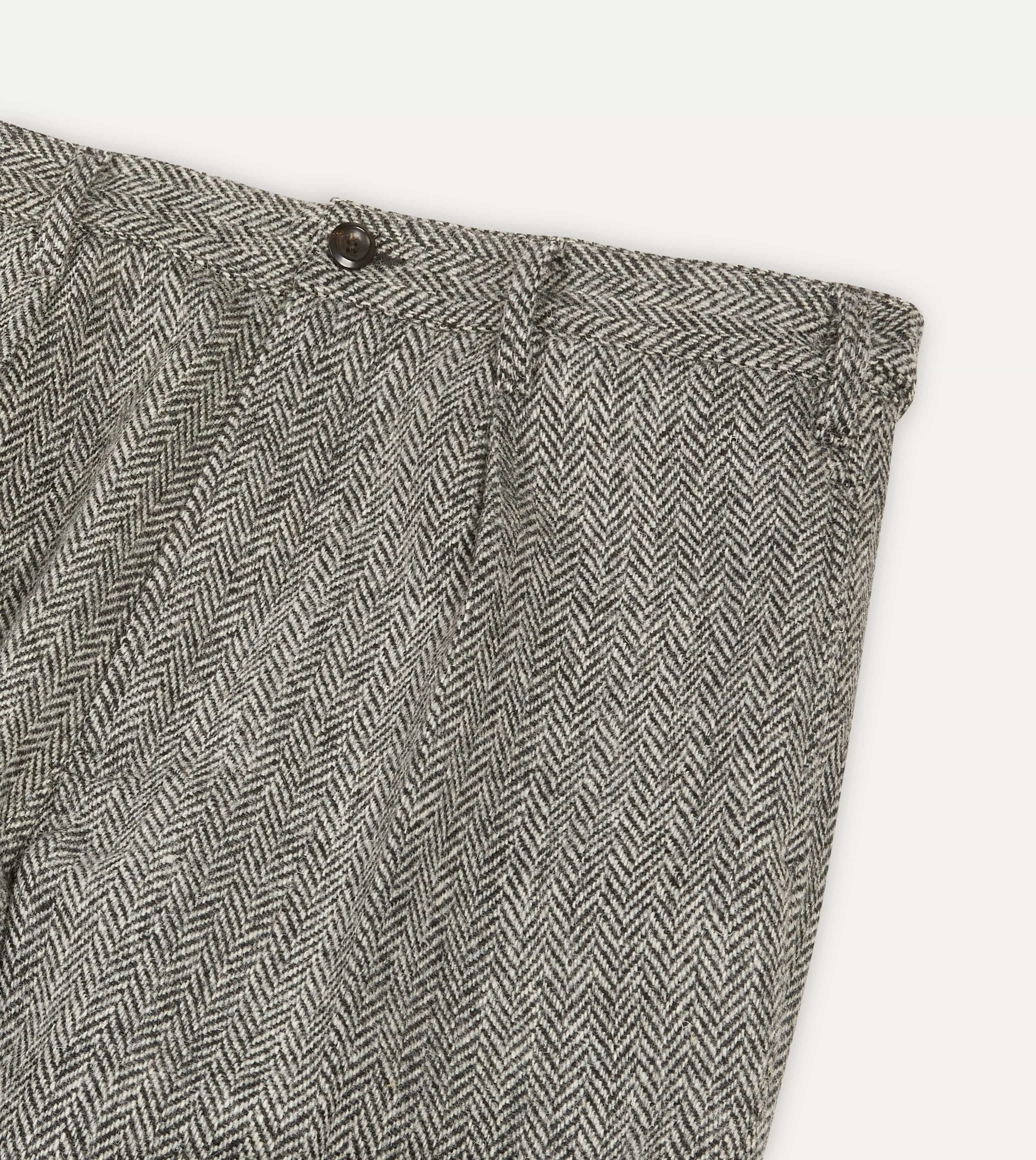 Grey Harris Tweed One Pleat Games Trousers Casual Comfort Look