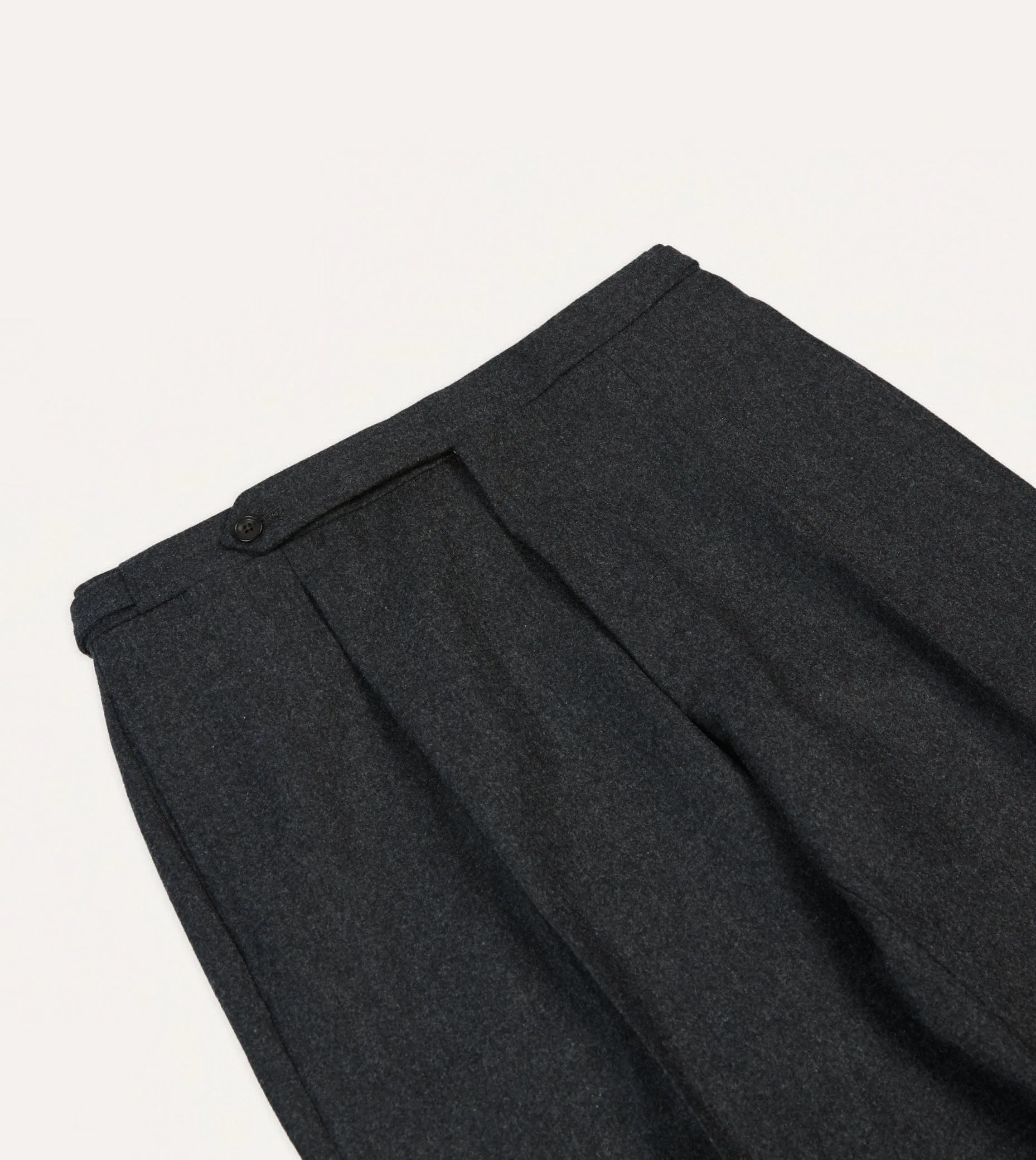 Grey Wool Flannel Single Pleat Trouser Movement Support
