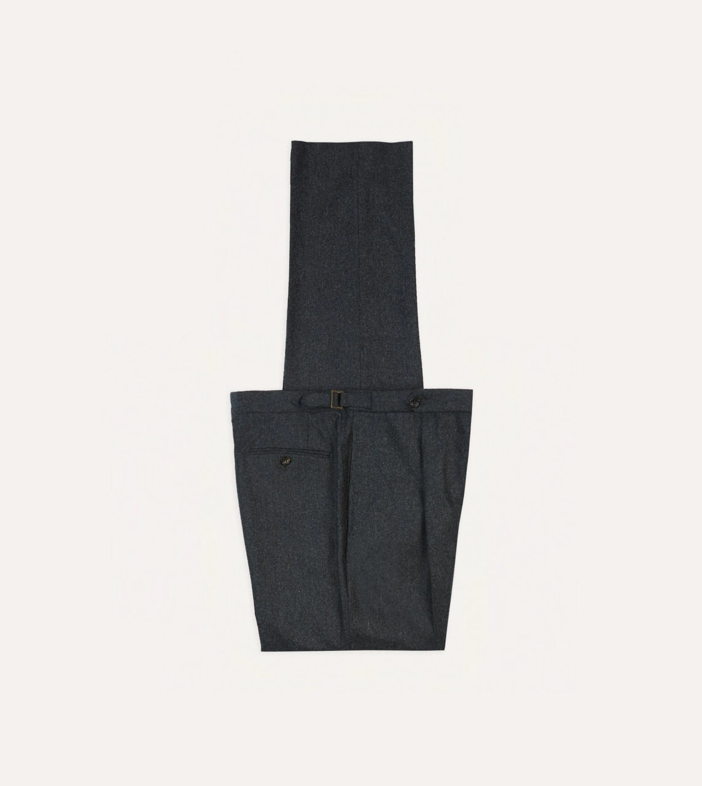 Stretch Support Belt loops Grey Wool Flannel Single Pleat Trouser