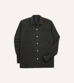 Edgy style Eco-Friendly Choice Grey Wool Four-Pocket Camp Collar Work Shirt