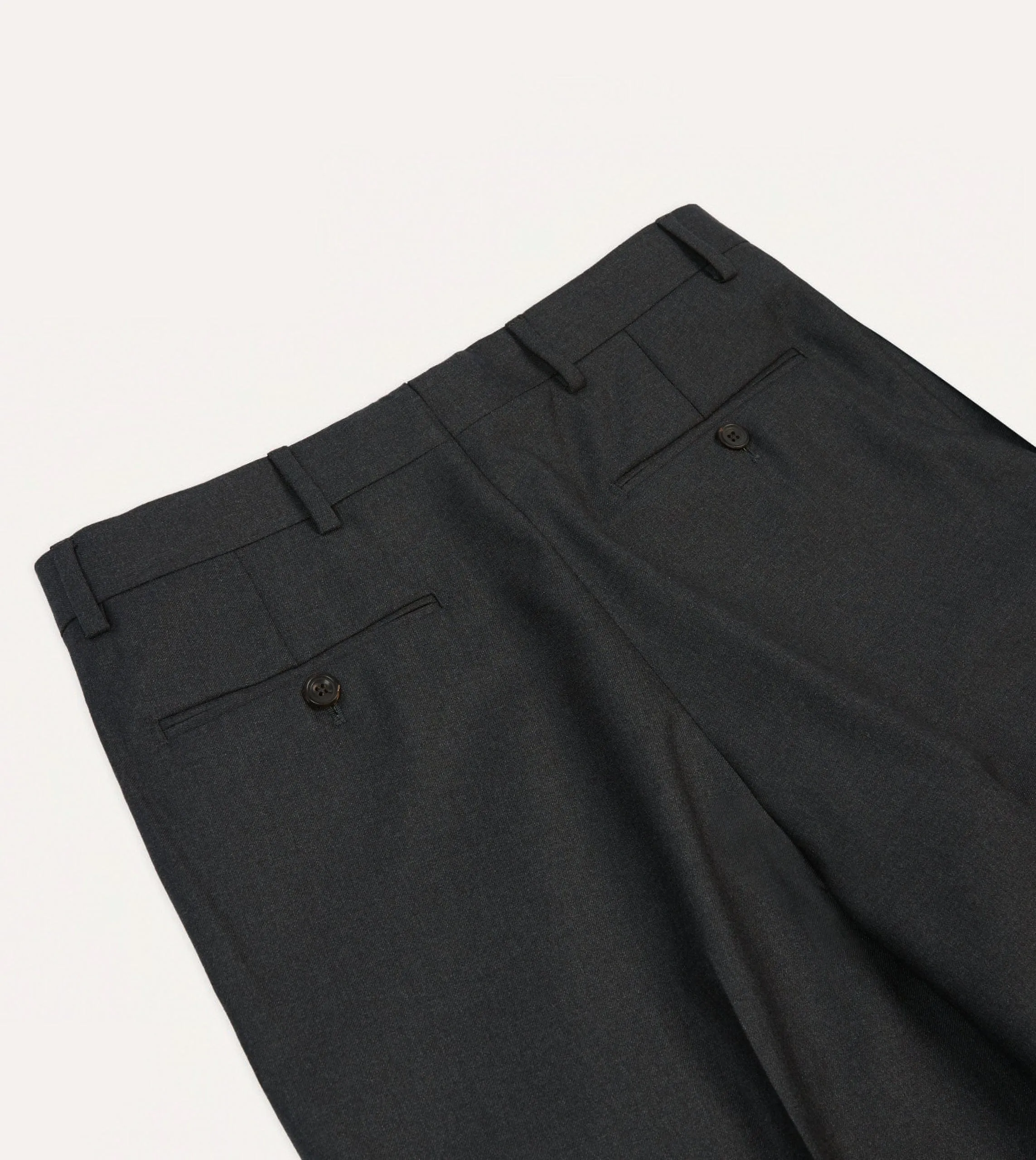 Grey Worsted Wool Flat Front Trouser anti static