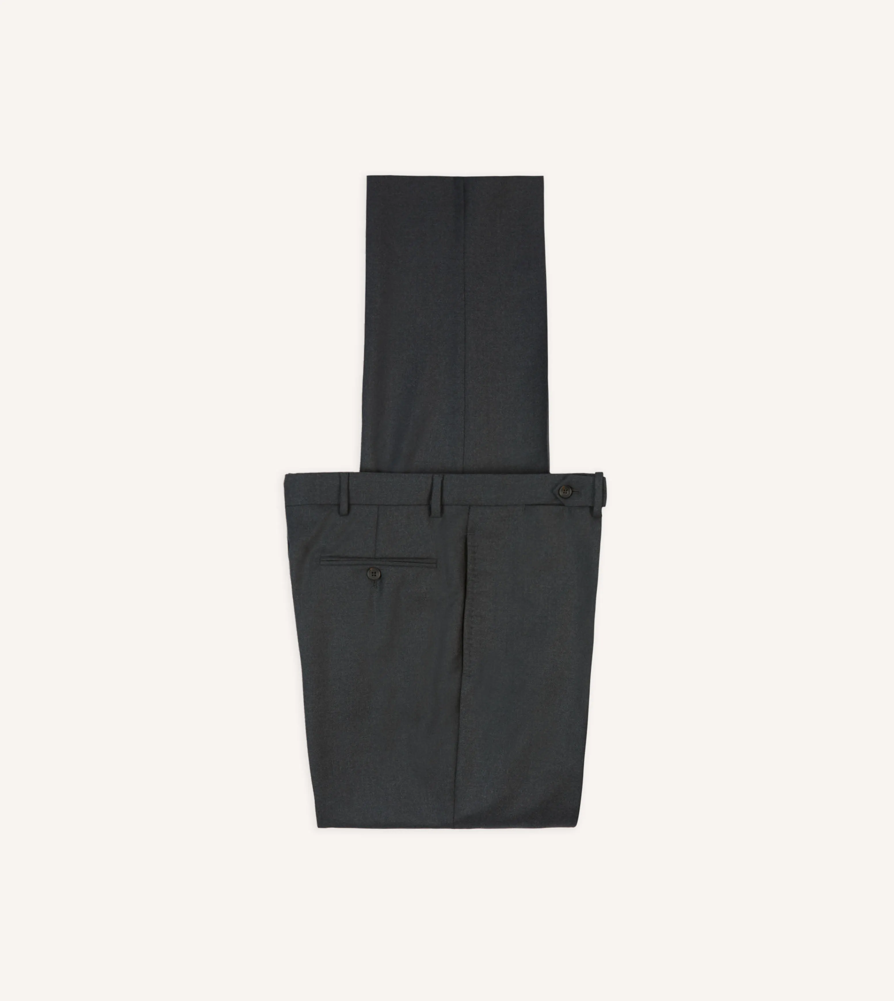 Grey Worsted Wool Flat Front Trouser Ultra Soft Inner Layer