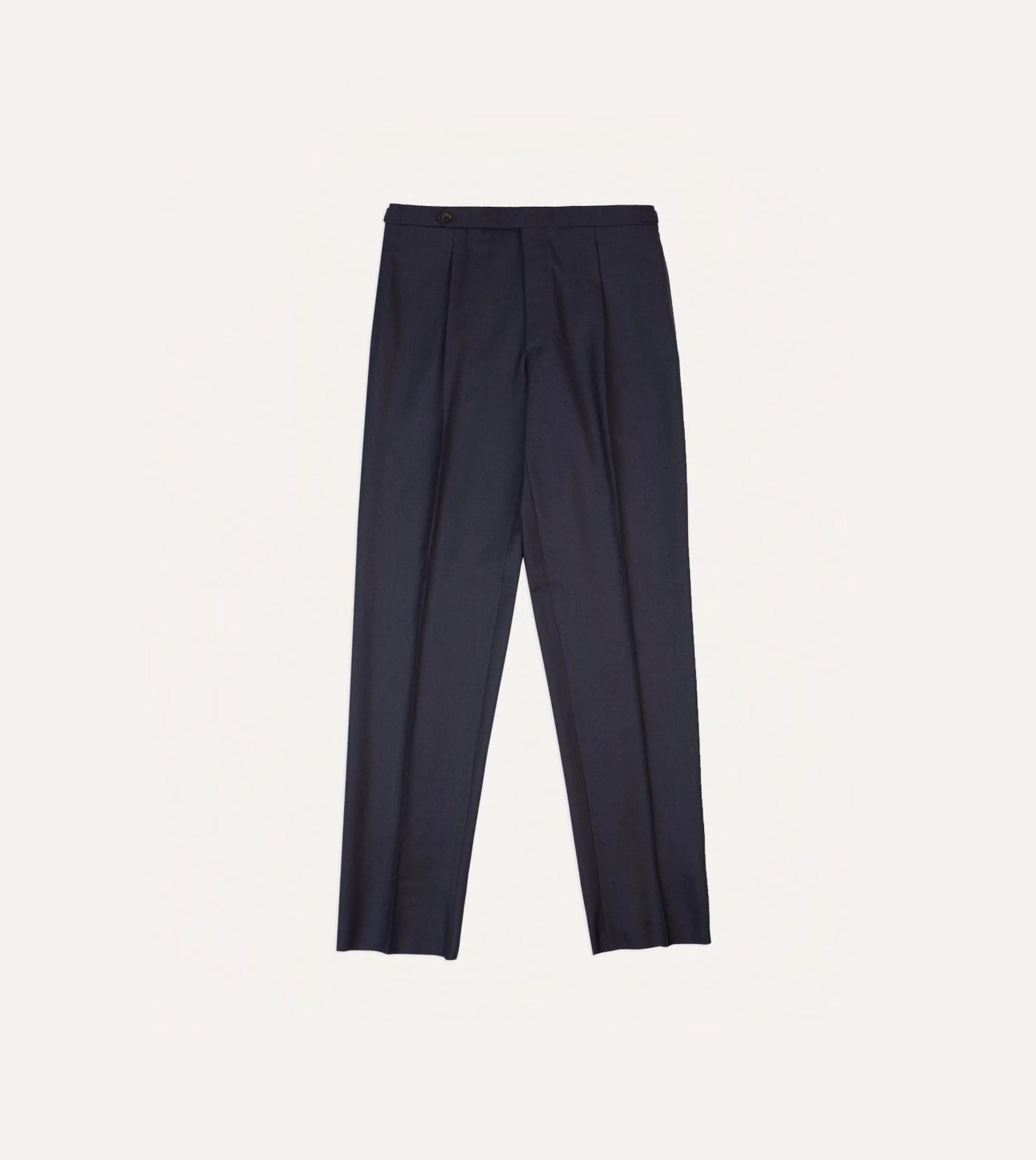Grey Worsted Wool Single Pleat Trouser Quick Release Closure Trendy Look