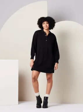Garment Dye Process NonChlorine Bleached Griffin Sweater Dress - Black