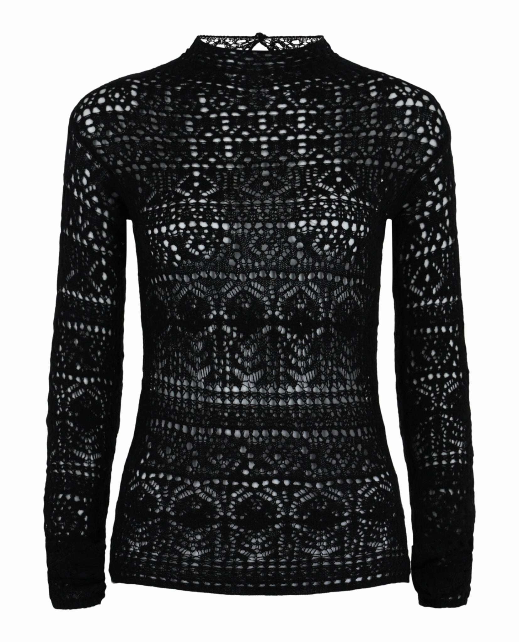 Smart Fashion Circular Knit Technology Guipure Lace Long-Sleeve Top