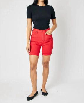 Women's Burmuda Shorts In Red low waisted
