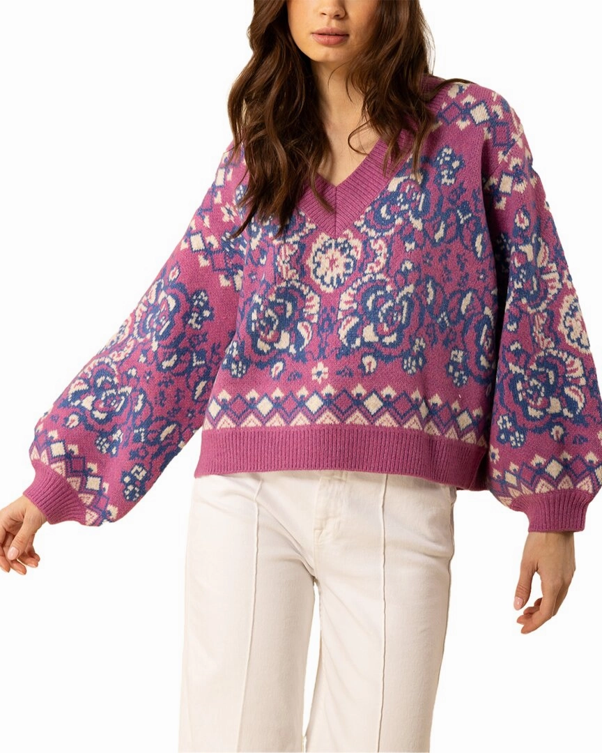 Knit Comfort Hale Bob Jessica V Neck Wool-Blend Sweater