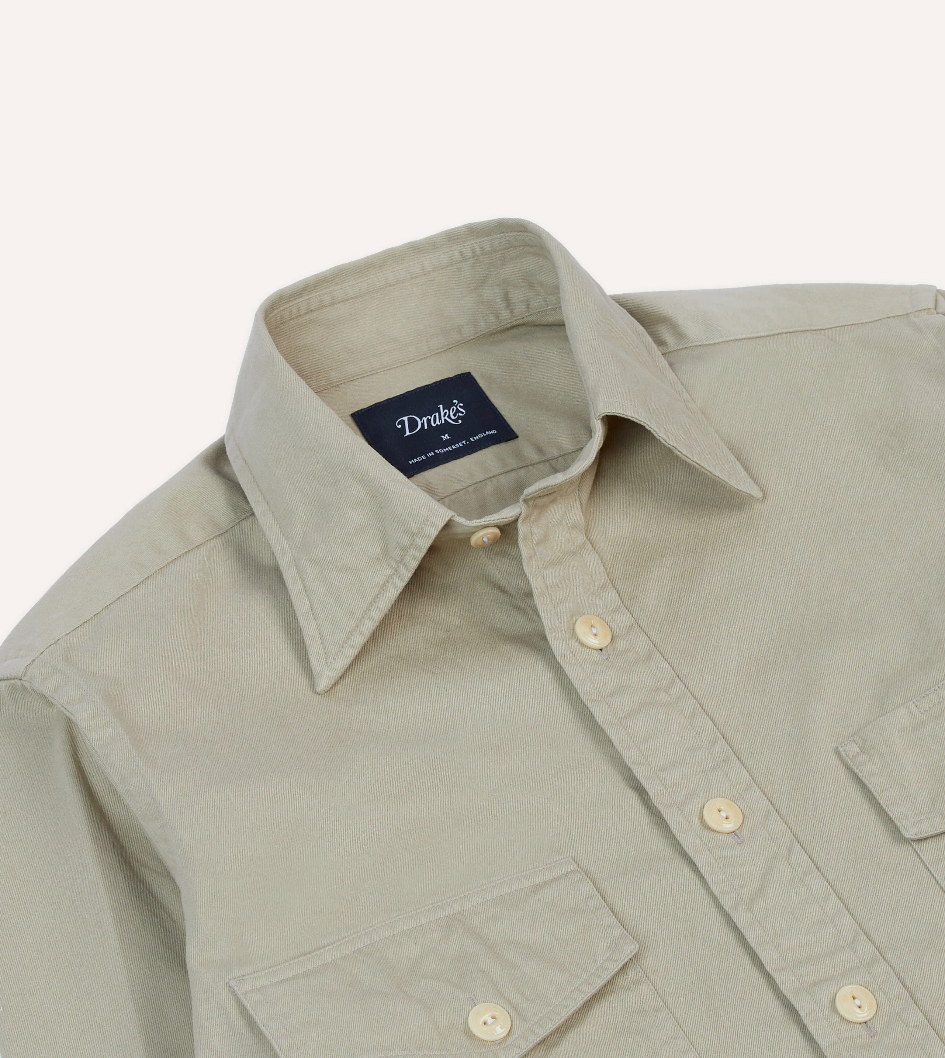 Seamless construction Stone Cotton Long Point Collar Work Shirt