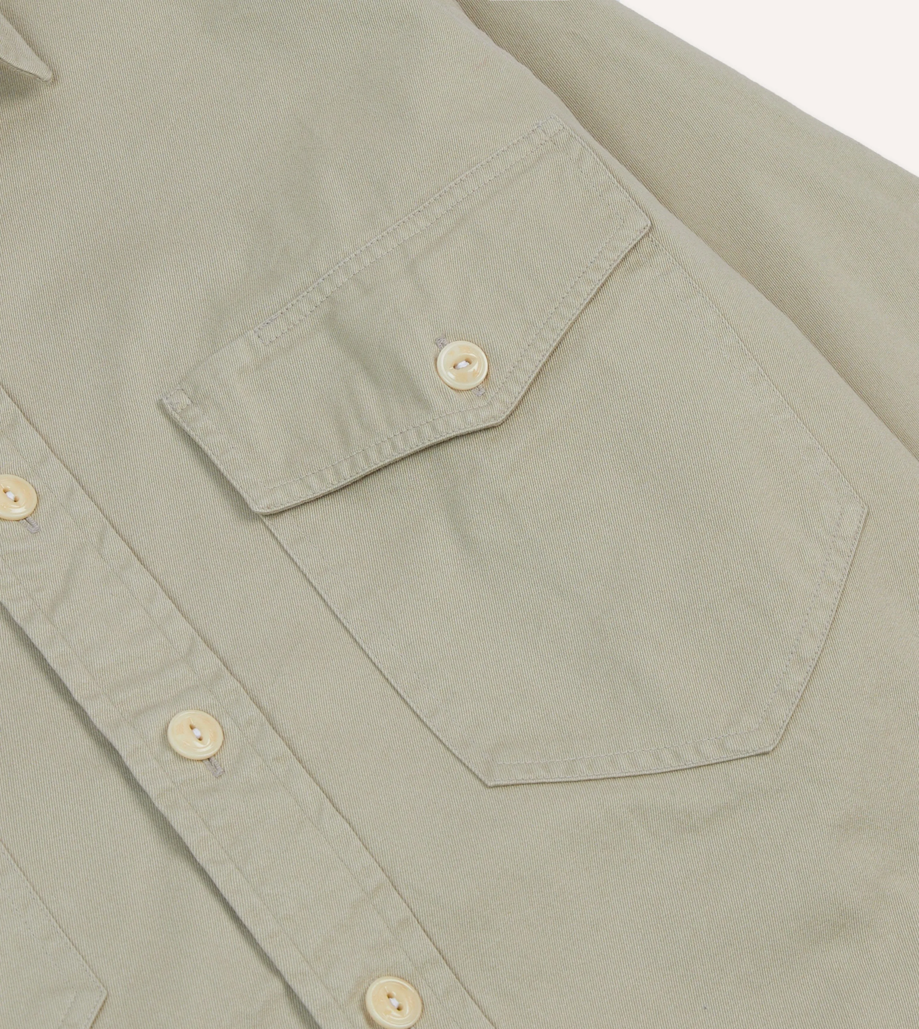 Stone Cotton Long Point Collar Work Shirt Checkered Look