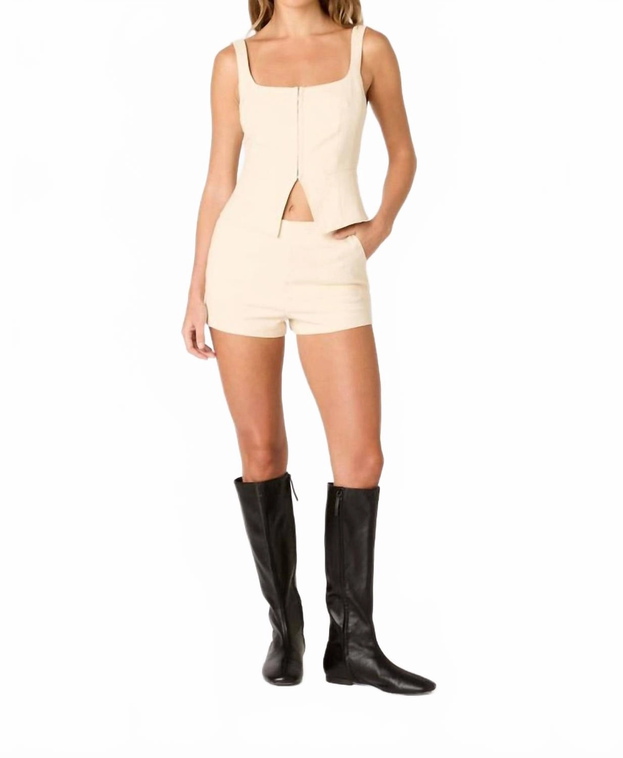 Double Layered Reinforcement Andre High-Rise Short In Ecru