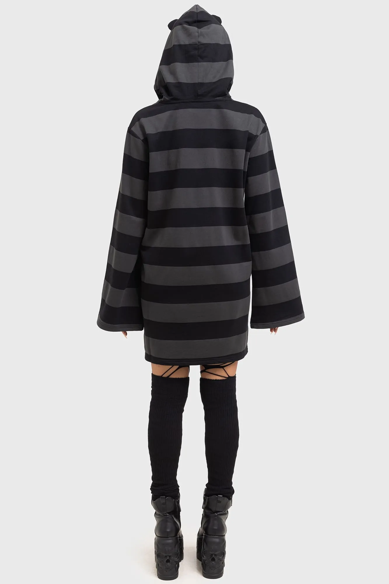 FlatlockSeam Playful printed gown Harajuku Hooded Dress