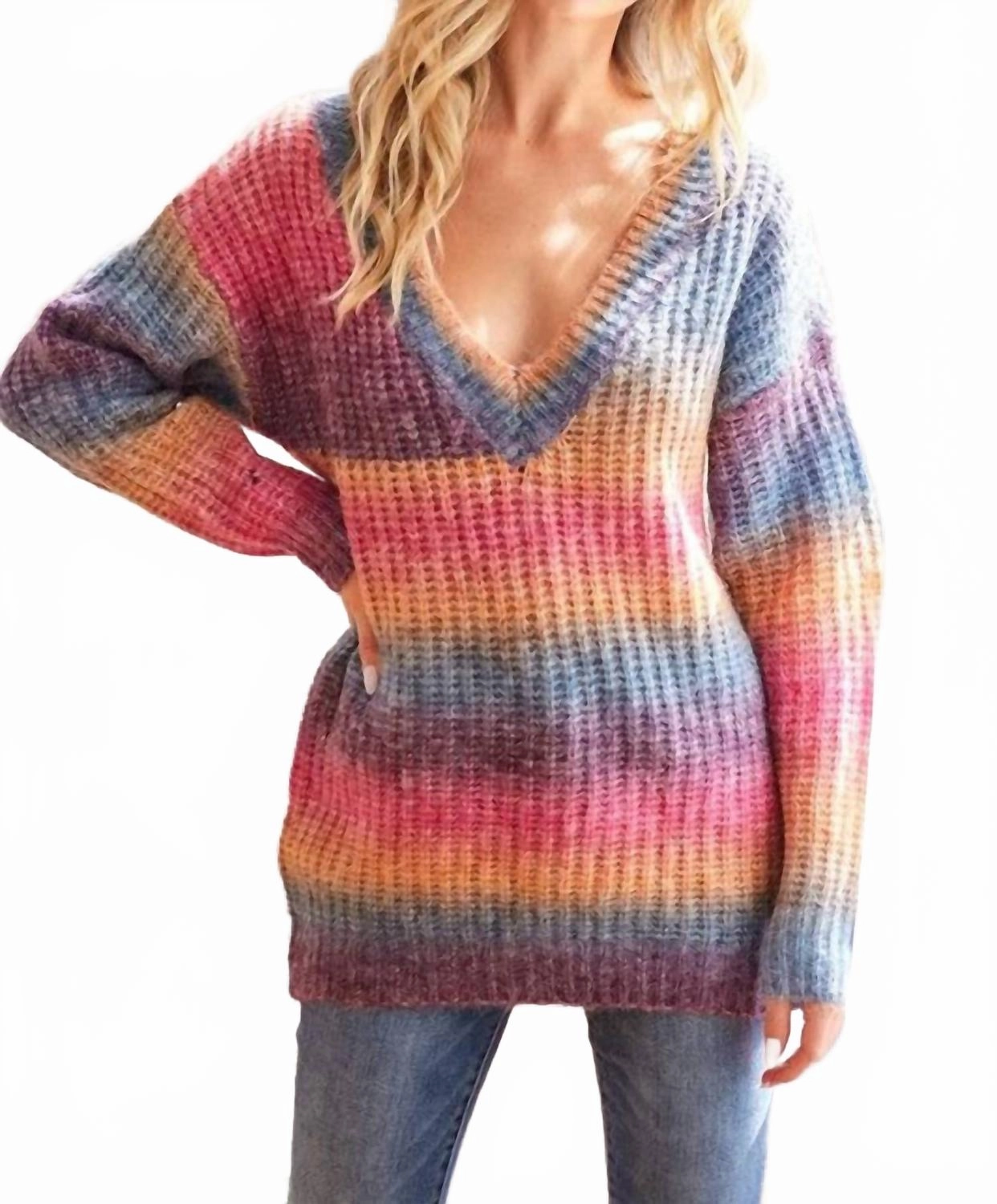 Simple Comfort Minimalist Look Harvest Mornings Tie Dye Sweater In Multi Color