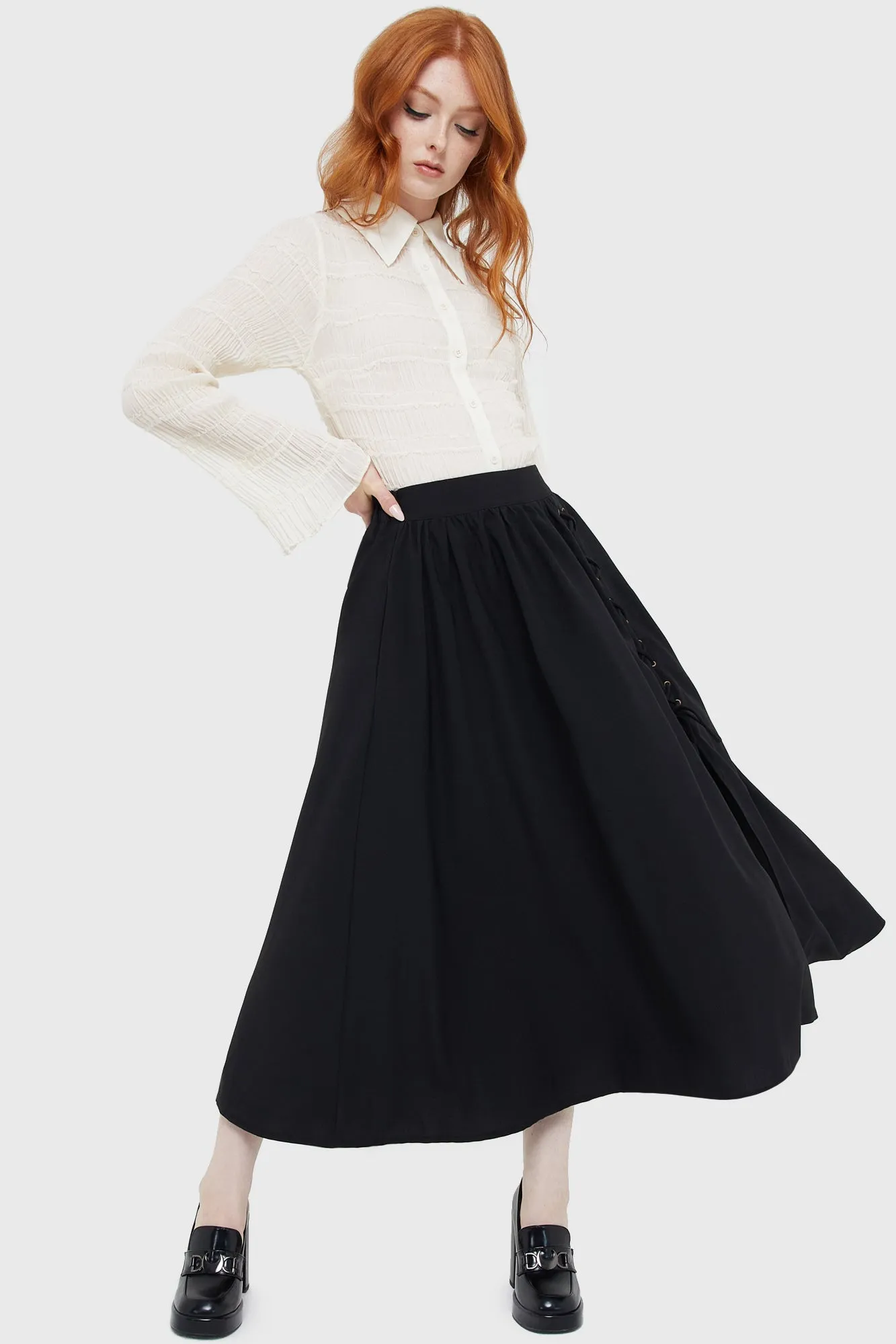 Haven Hollow Skirt [BLACK] Urban Edge Rolled Hem