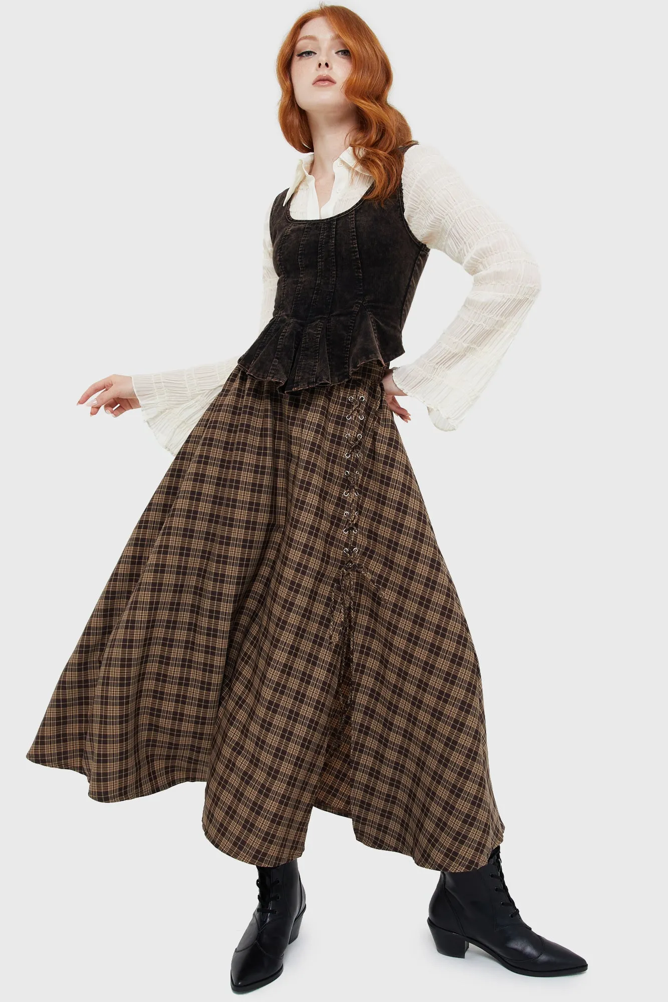 Heritage Craft Haven Hollow Skirt [BROWN TARTAN]