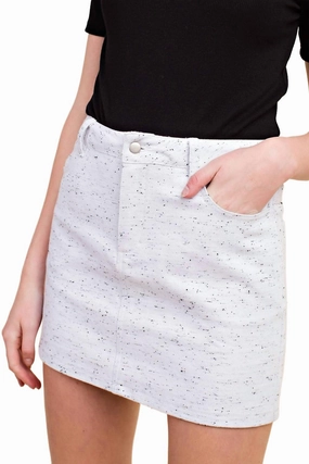 Heathered Denim Mini Skirt In White Trendy Style Office Appropriate
