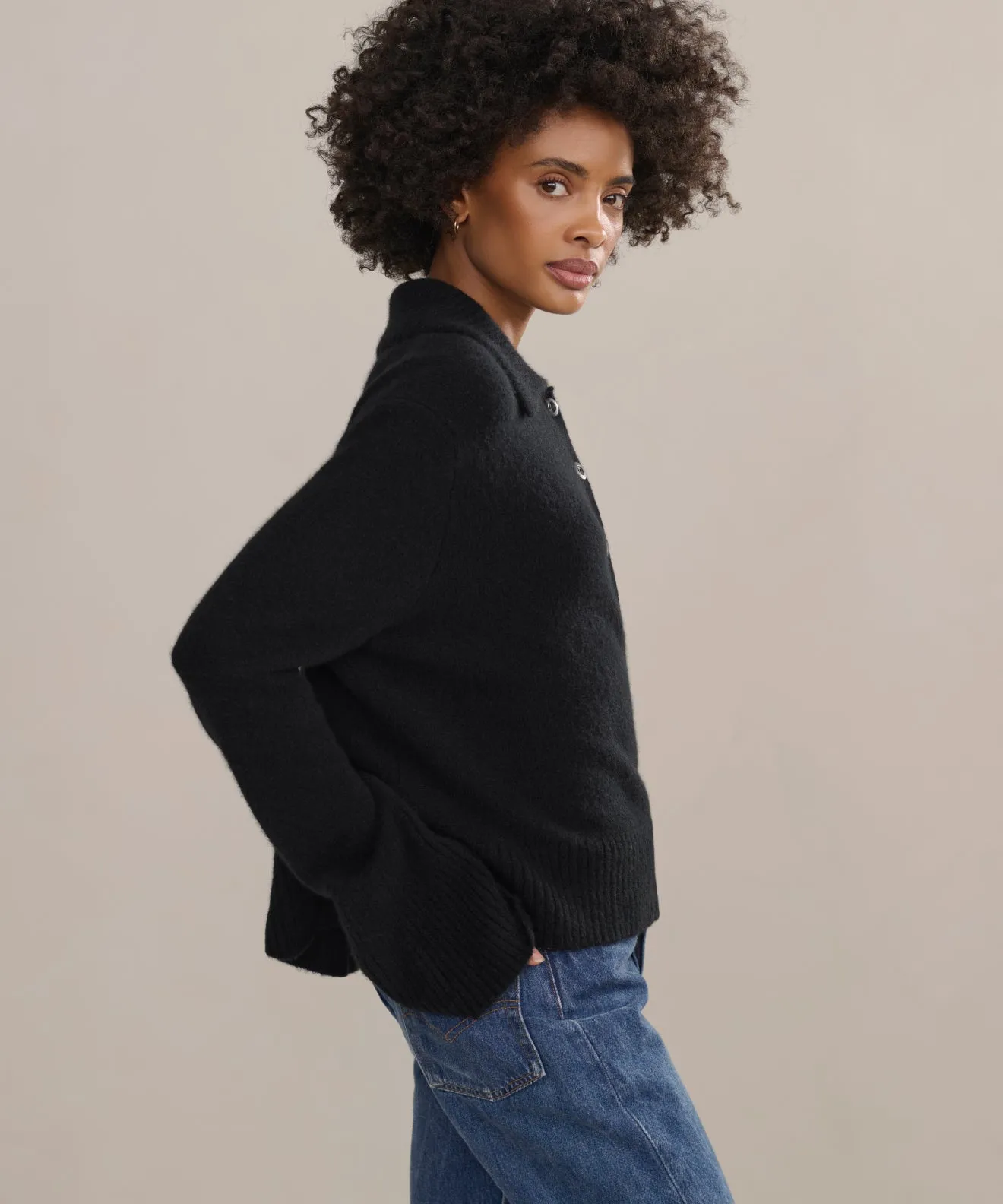 Cashmere Stevie Polo Subtle Detail Wrinkle Recovery Fabric