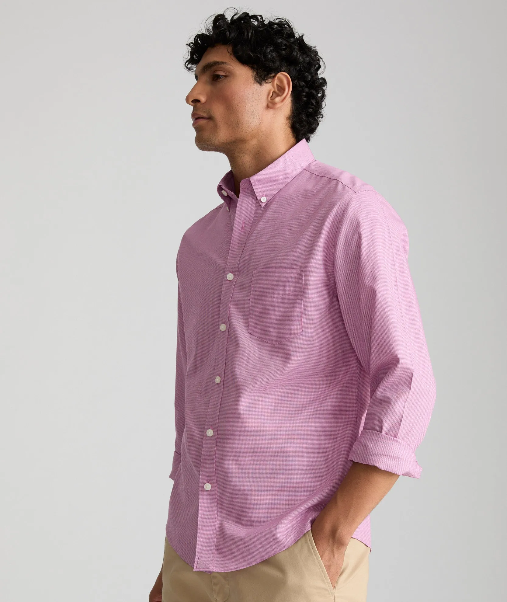 high-low hem Low Profile Pocket Design Wrinkle-Free Cadetto Shirt