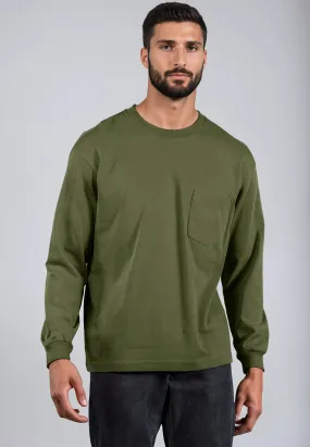 HEAVYWEIGHT LS POCKET T-SHIRT ARMY GREEN All-Season Comfort Wear