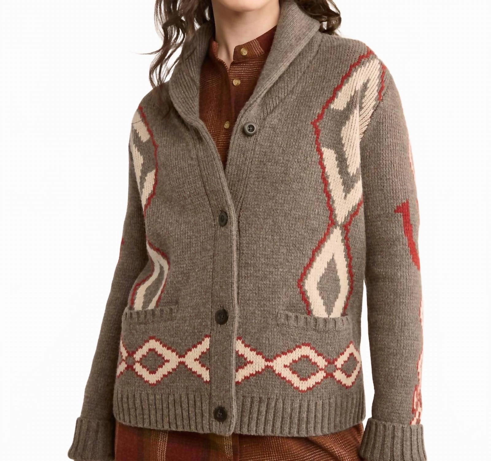 Heritage Cardigan In Brown Mix Multi Cozy Chic