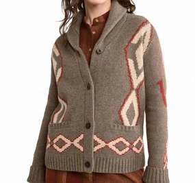Heritage Cardigan In Brown Mix Multi Cozy Chic