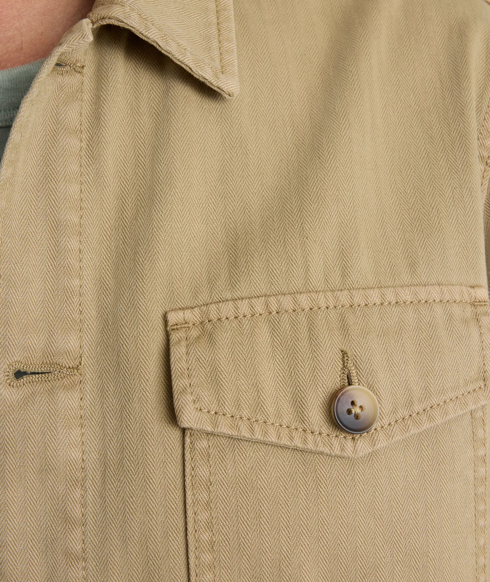Anniversary Special Polished Look Herringbone Overshirt