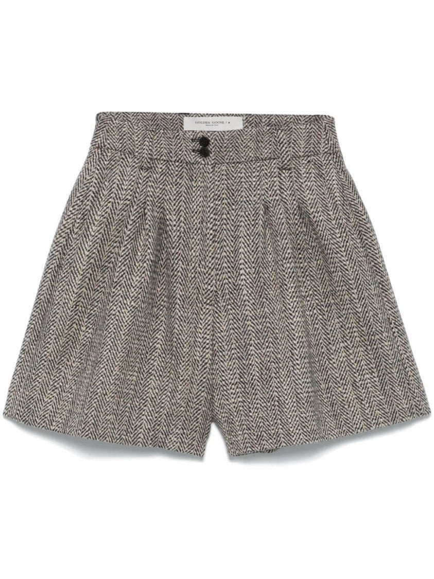 Herringbone Print Wool Shorts skin friendly All Season