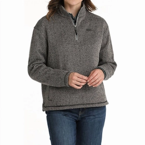 Herringbone Sweater Knit Pullover In Grey Soft and Stylish Yarn Dyed Fabric