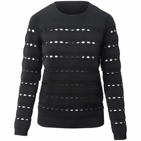 Herve Leger Stretch-Knit Bandage Pullover in Black Rayon Cozy Knit Touch