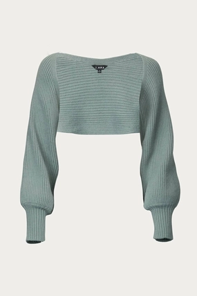 Ribbed-Knit Bolero In Light Olive Warm & Soft Seamless Construction Design