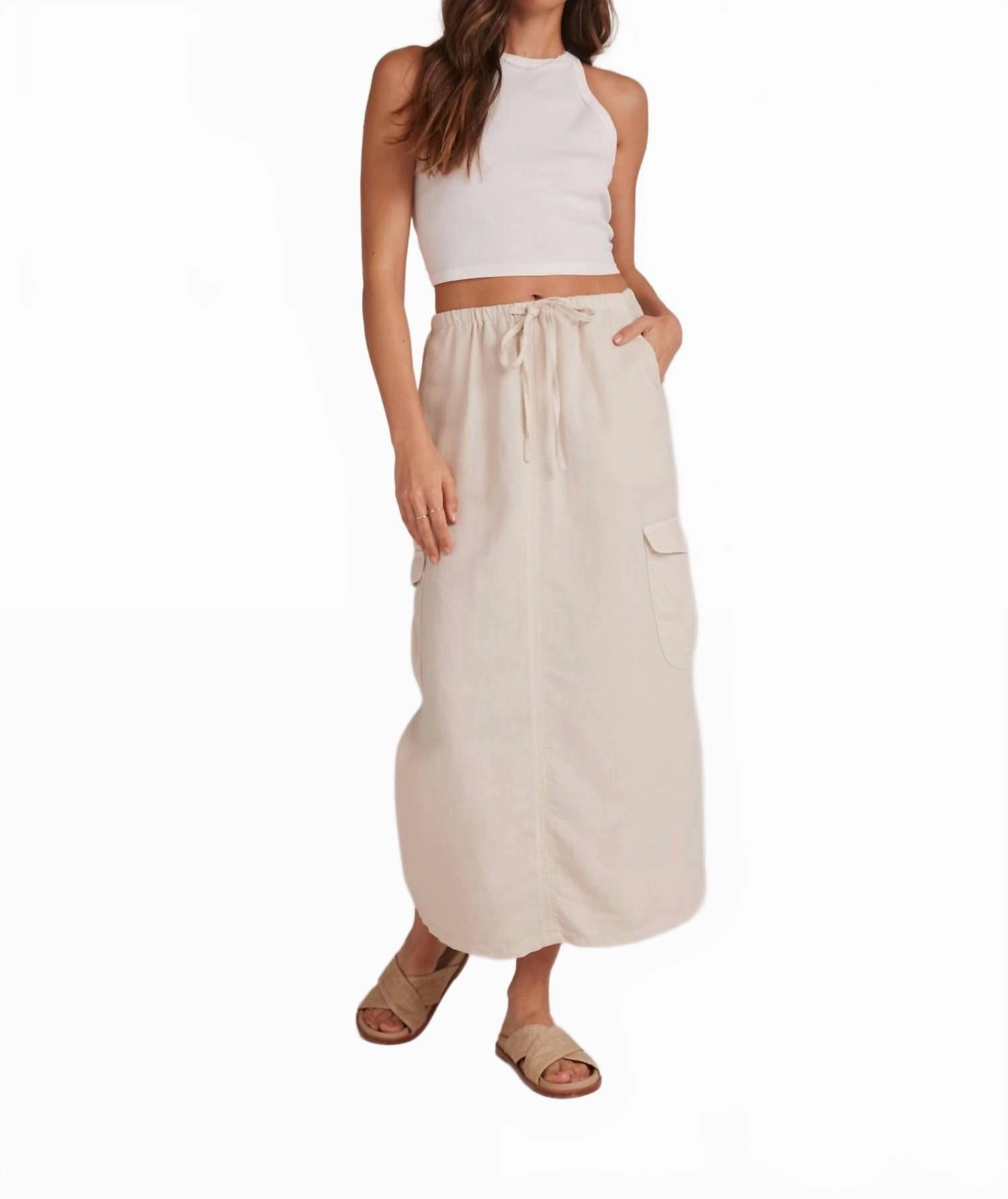 Bellow Pocket Cargo Skirt In Beige Local Artisan Chill Vibe