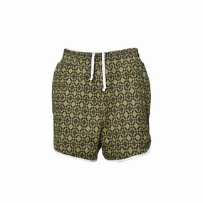 Extended Inseam Options Olive Green Jacquard Cotton Power Bermuda Shorts