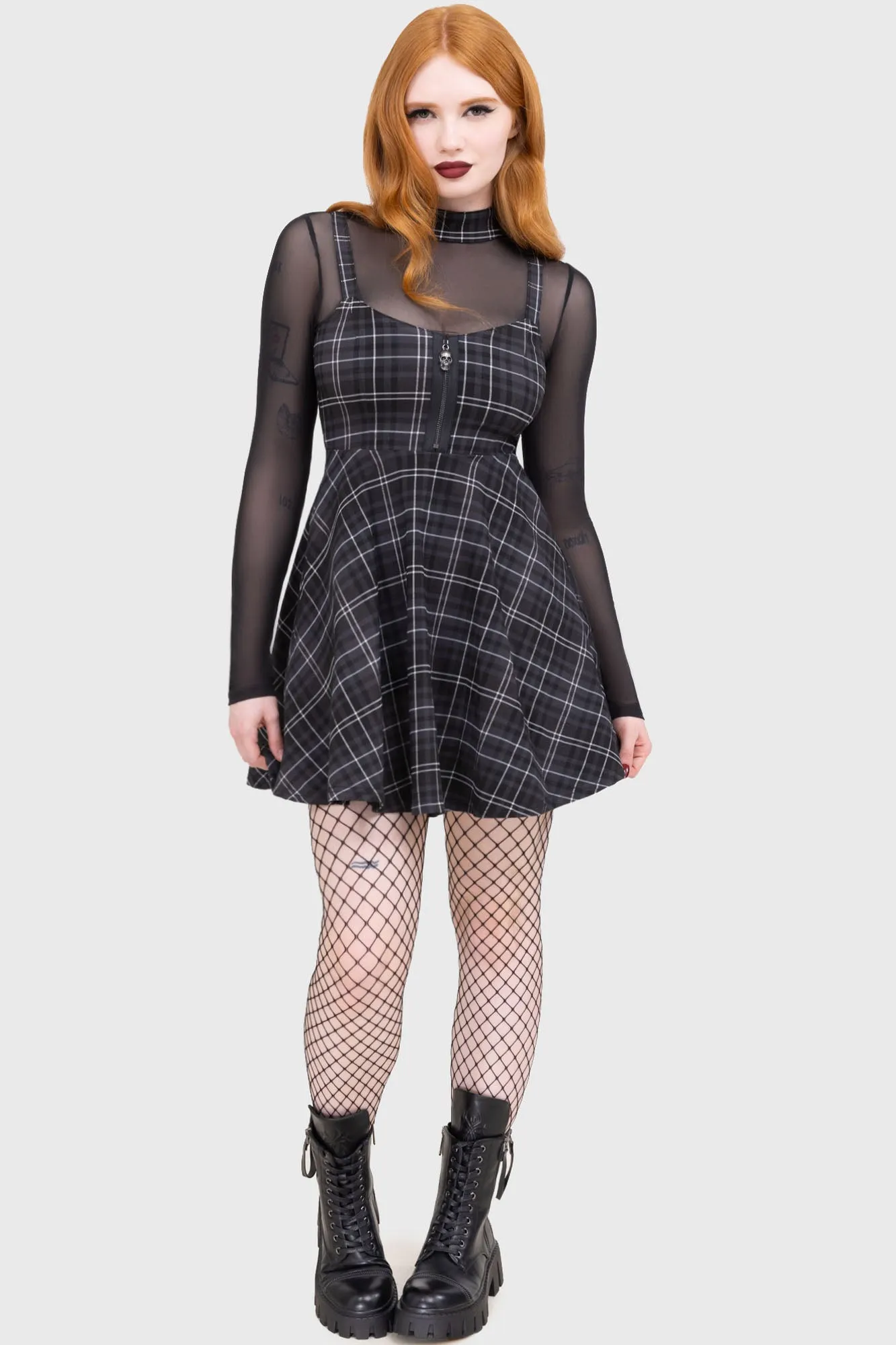Tartan Riot Dress [GREY] Color Pop Balanced Texture